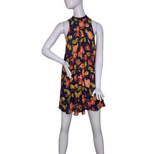 Free People Intimately Dress Size L Halter High Neck Autumn Tones Floral Print